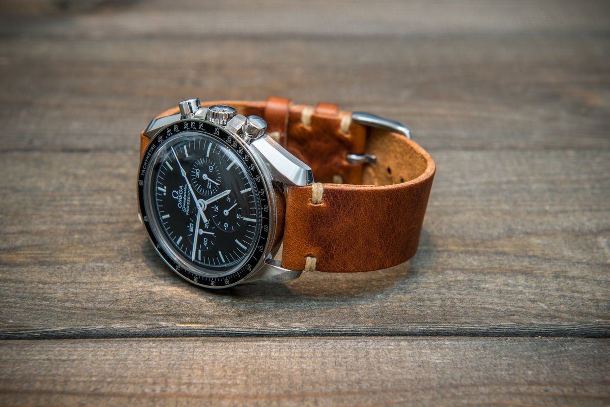 Badalassi wax Cognac watch straps - finwatchstraps