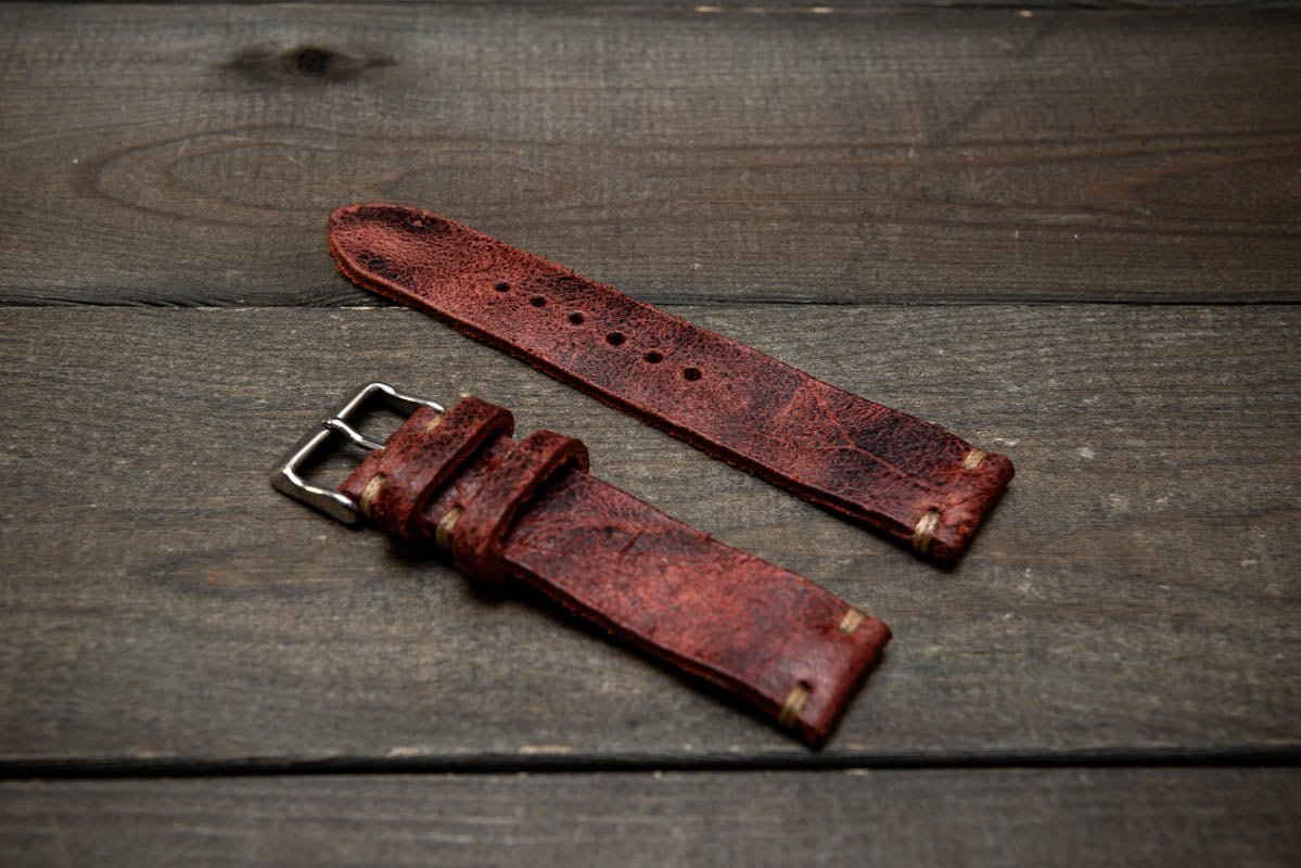 Suede vintage leather watch strap (Heritage), handmade in Finland - finwatchstraps