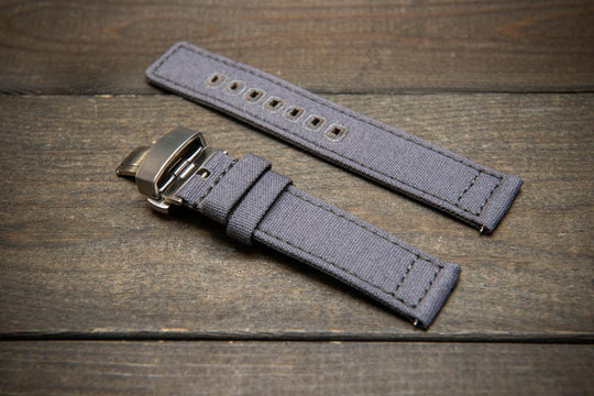 Army premium canvas watch strap, canvas watch band. Handmade in Finland - 19 mm, 20 mm, 21 mm, 22 mm. With a deployment clasp. - finwatchstraps