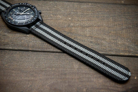 Bond Style Nylon Military Watch Strap, army two piece watch band, MoonSwatch Watch Strap. - finwatchstraps