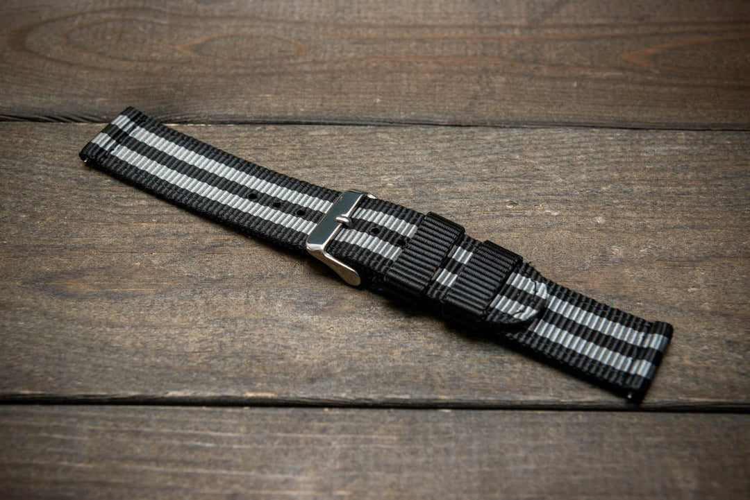 Bond Style Nylon Military Watch Strap, army two piece watch band, MoonSwatch Watch Strap. - finwatchstraps