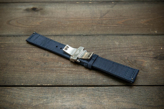 Canvas waterproof watch strap, 17 mm, 18mm, 19 mm, 20 mm, 21 mm, 22 mm, 23mm, 24mm with a deployment clasp. - finwatchstraps