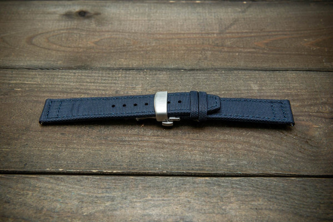 Canvas waterproof watch strap, 17 mm, 18mm, 19 mm, 20 mm, 21 mm, 22 mm, 23mm, 24mm with a deployment clasp. - finwatchstraps