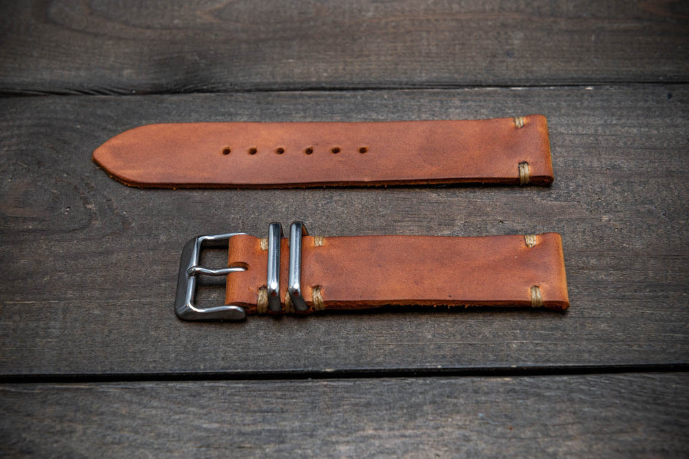Italian leather watch band, Caramel color. Premium quality watch strap 16 mm, 17 mm, 18mm, 19 mm, 20 mm, 21 mm, 22mm, 23 mm, 24 mm, 25 mm, 26 mm - finwatchstraps