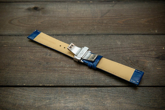 Leather watch strap, band made of calf leather with croc grain pattern 18, 19, 20, 21, 22 mm, Quick Release. Deployment clasp. - finwatchstraps