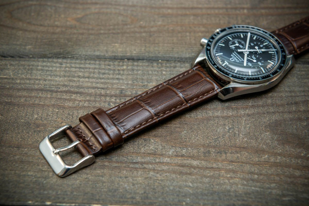 Leather watch strap, band made of calf leather with croc grain pattern 18, 19, 20, 21, 22 mm, Quick Release. - finwatchstraps