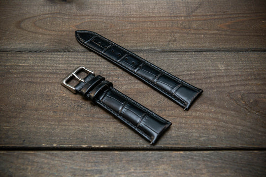 Leather watch strap, band made of calf leather with croc grain pattern 18, 19, 20, 21, 22 mm, Quick Release. - finwatchstraps