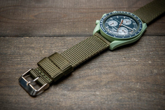 Nylon Military Watch Strap, army two piece watch band, MoonSwatch Watch Strap. - finwatchstraps