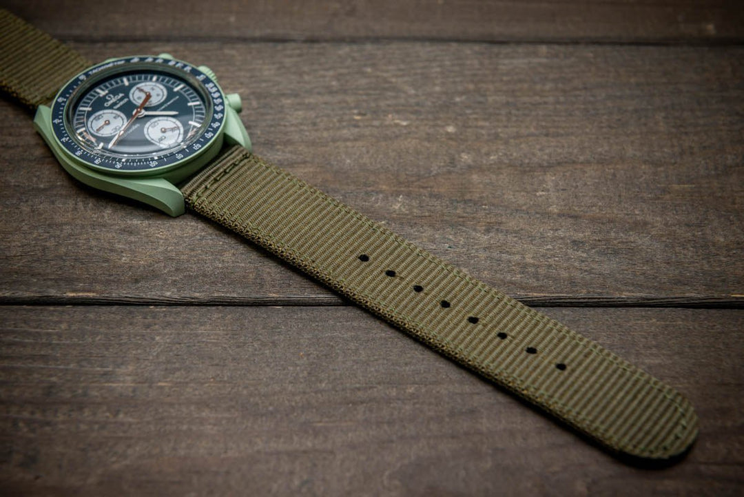 Nylon Military Watch Strap, army two piece watch band, MoonSwatch Watch Strap. - finwatchstraps