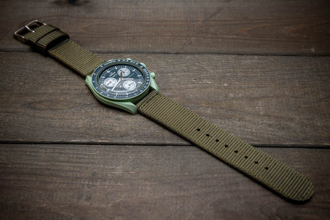 Nylon Military Watch Strap, army two piece watch band, MoonSwatch Watch Strap. - finwatchstraps