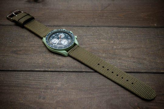 Nylon Military Watch Strap, army two piece watch band, MoonSwatch Watch Strap. - finwatchstraps