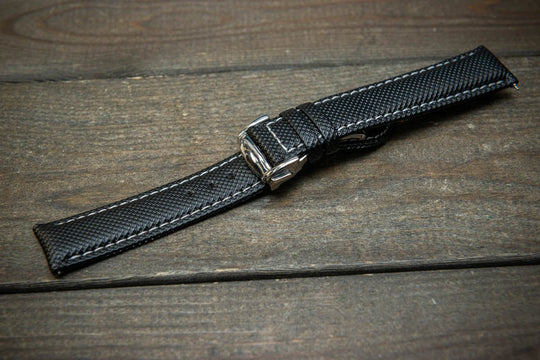 Sailcloth quick-release watch strap for Omega watches with Omega style clasp. Watch lugs: 22x20 mm, 21x20 mm, 20x18 mm, 19x18 mm - finwatchstraps
