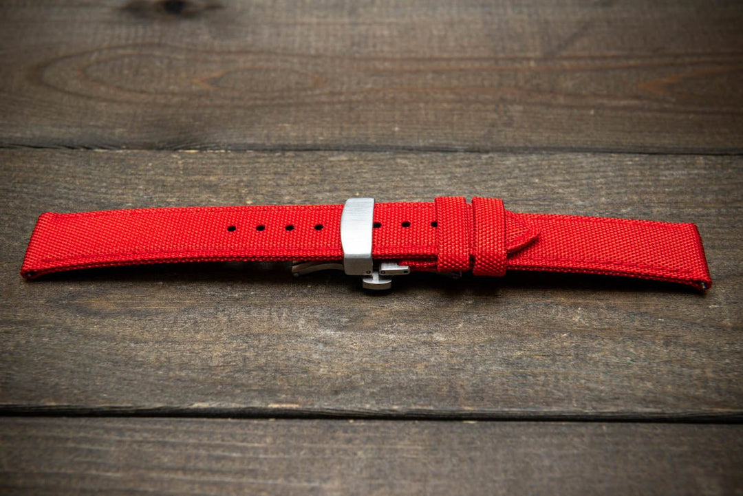 Sailcloth waterproof watch strap. Deployment clasp. - finwatchstraps