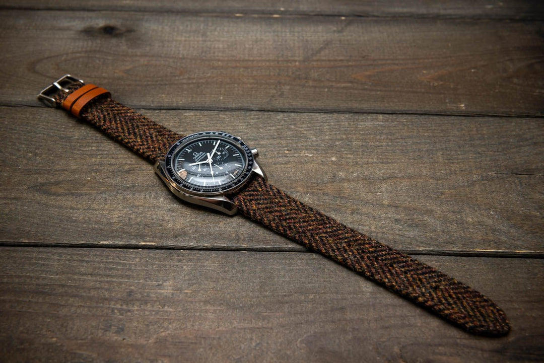 Tweed watch strap, Watch band made of HARRIS TWEED®. Handmade in Finland - 18 mm, 19 mm, 20 mm, 21 mm, 22mm. - finwatchstraps